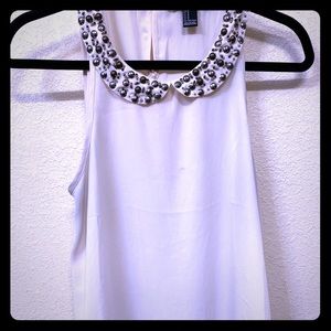 Forever 21 Off White Detailed Tank